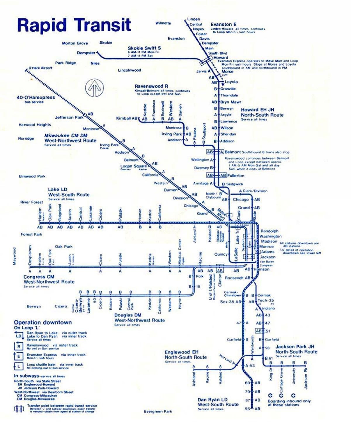 peta dari garis biru Chicago