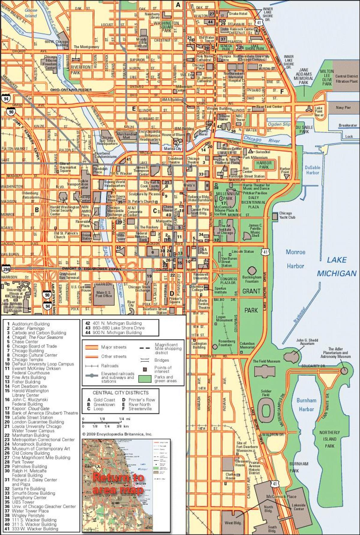 peta dari Chicago downtown
