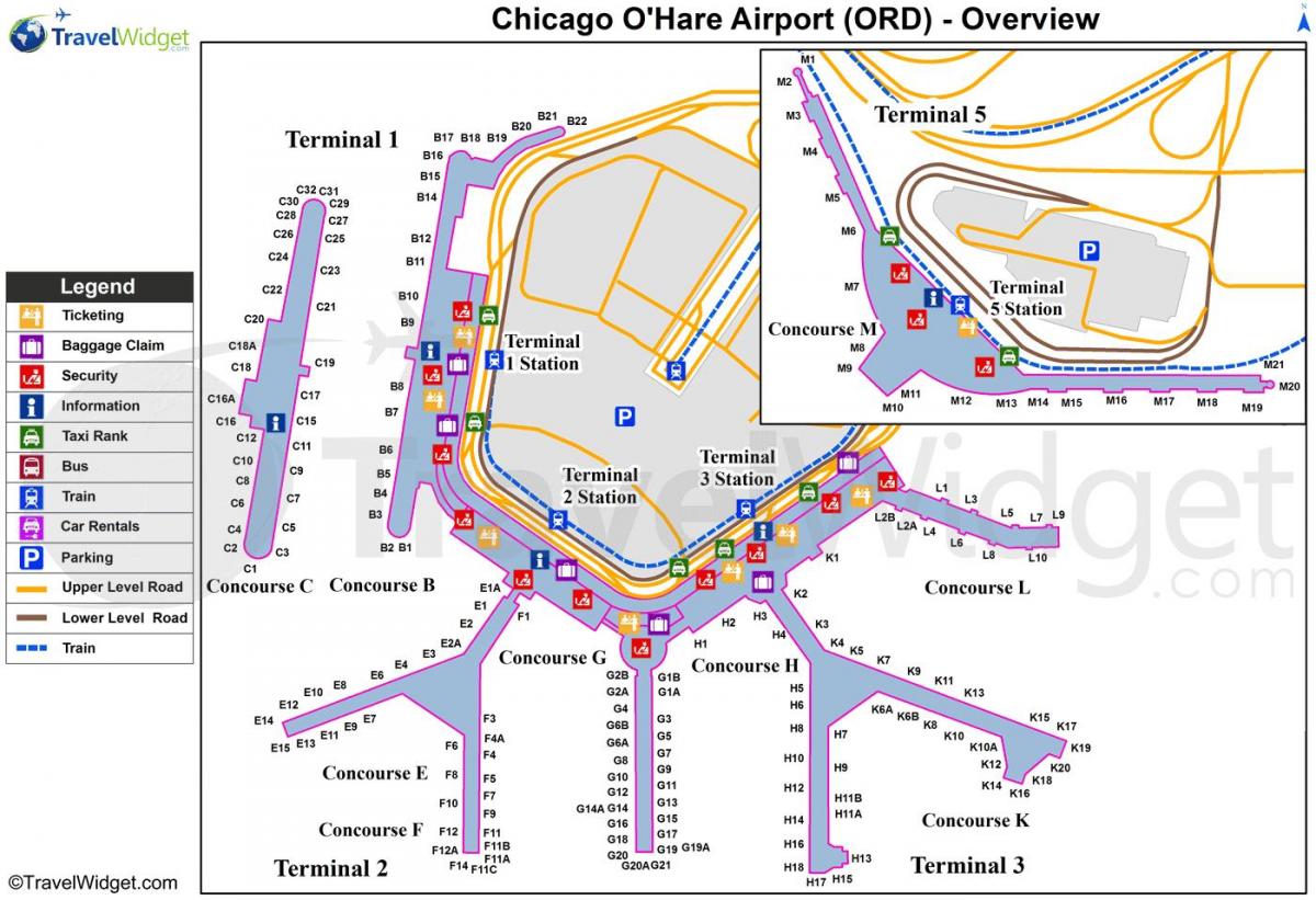 peta dari Chicago O Hare bandara