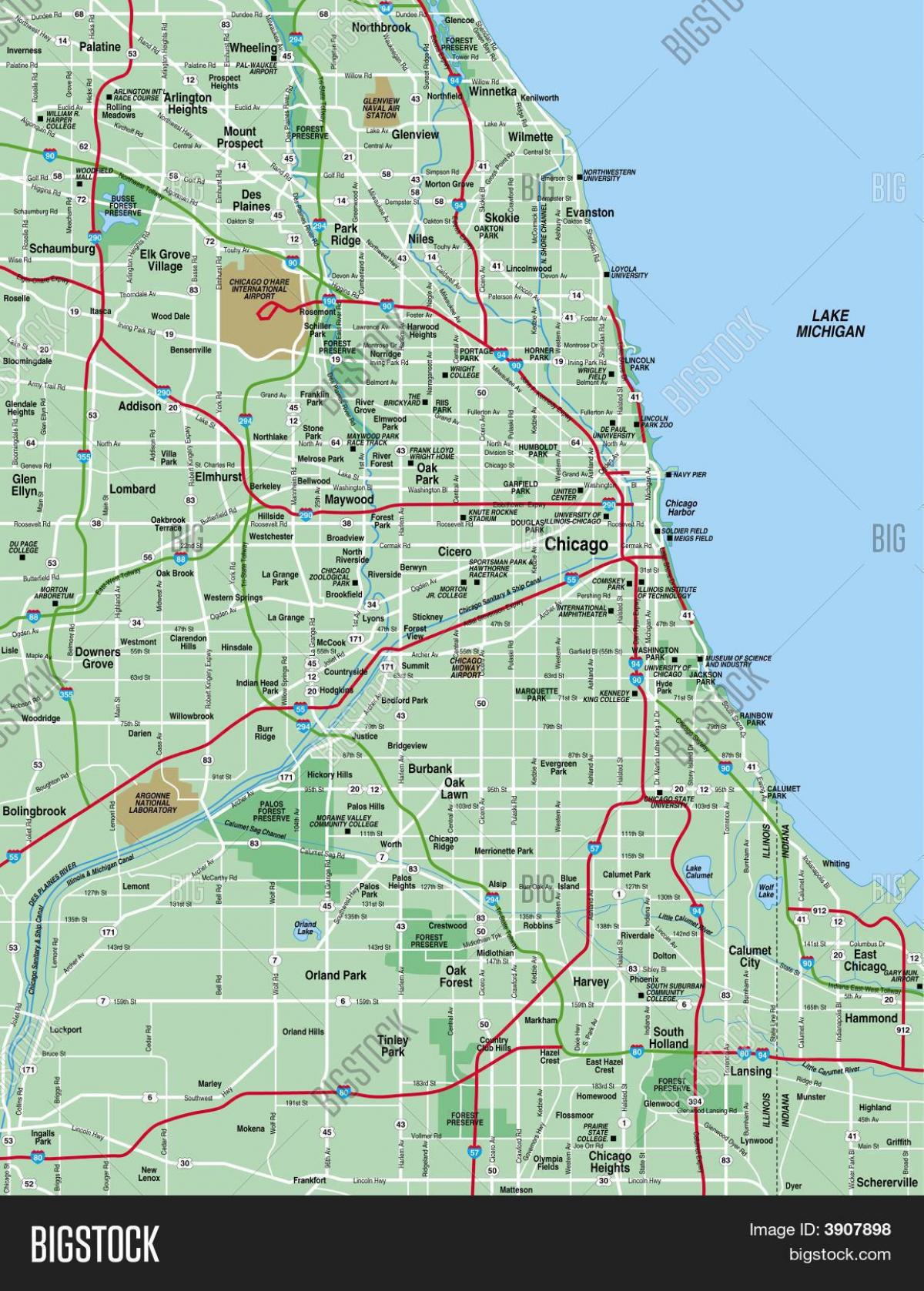 peta wilayah Chicago
