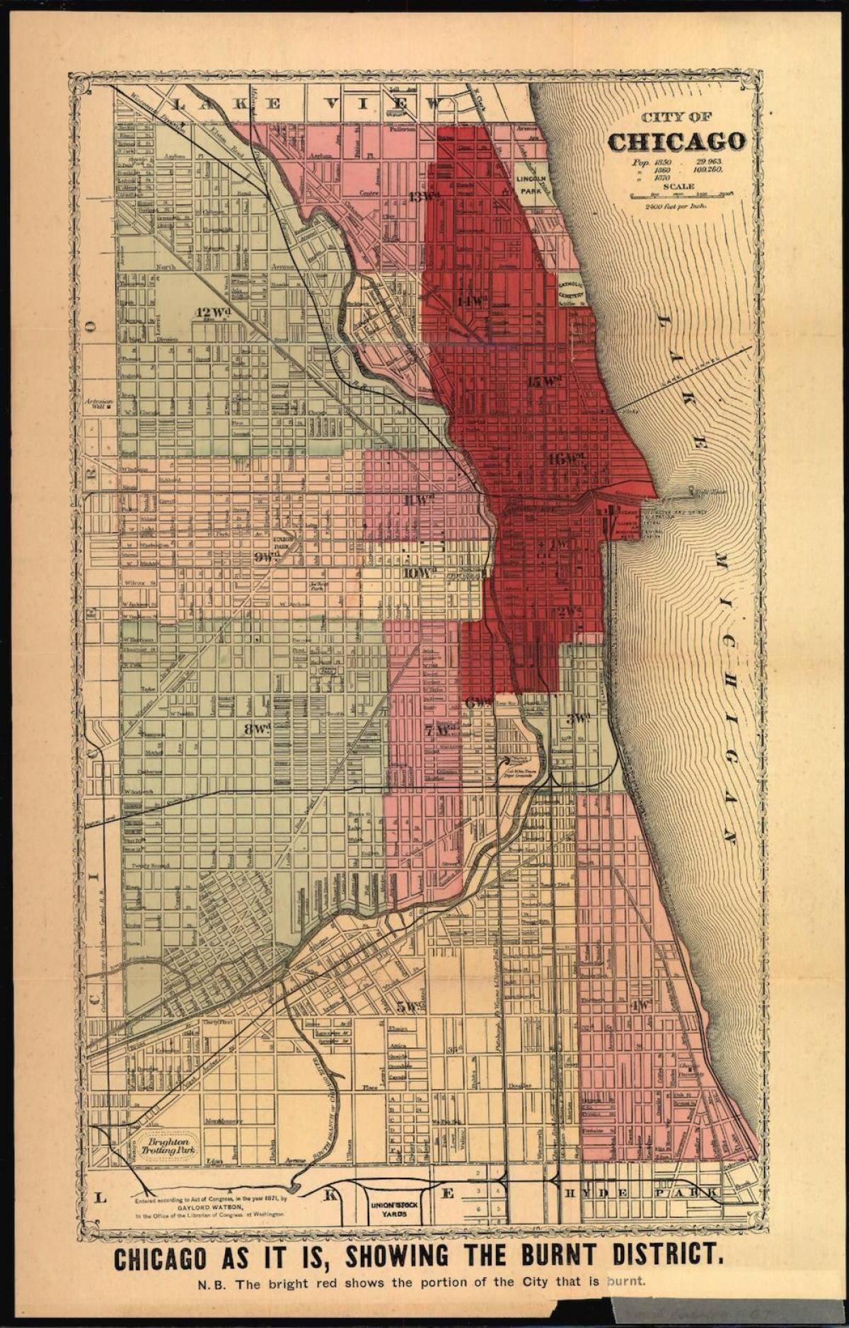 peta dari the great Chicago fire