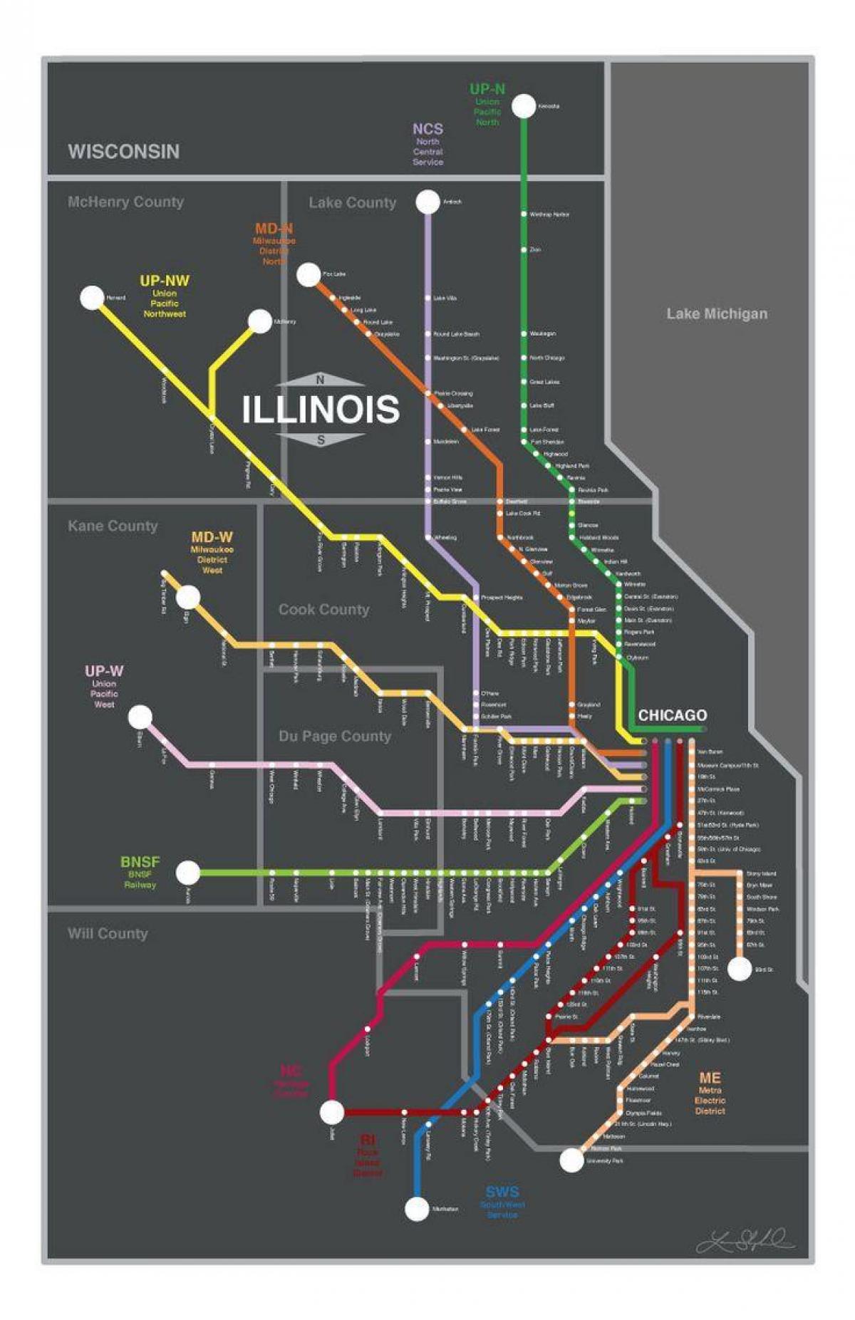 metra peta kereta Chicago