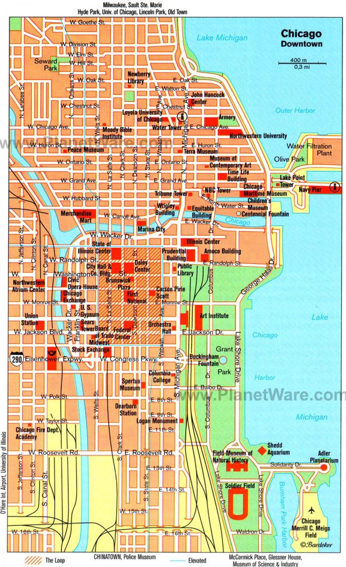 peta dari Chicago obyek wisata