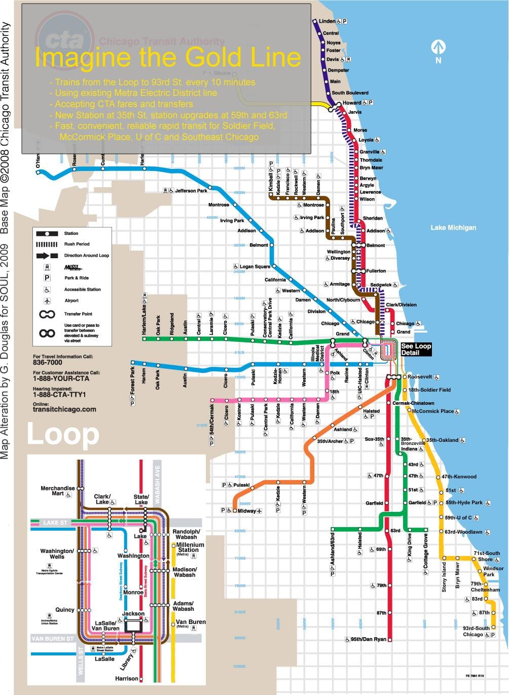 Chicago kereta peta garis biru