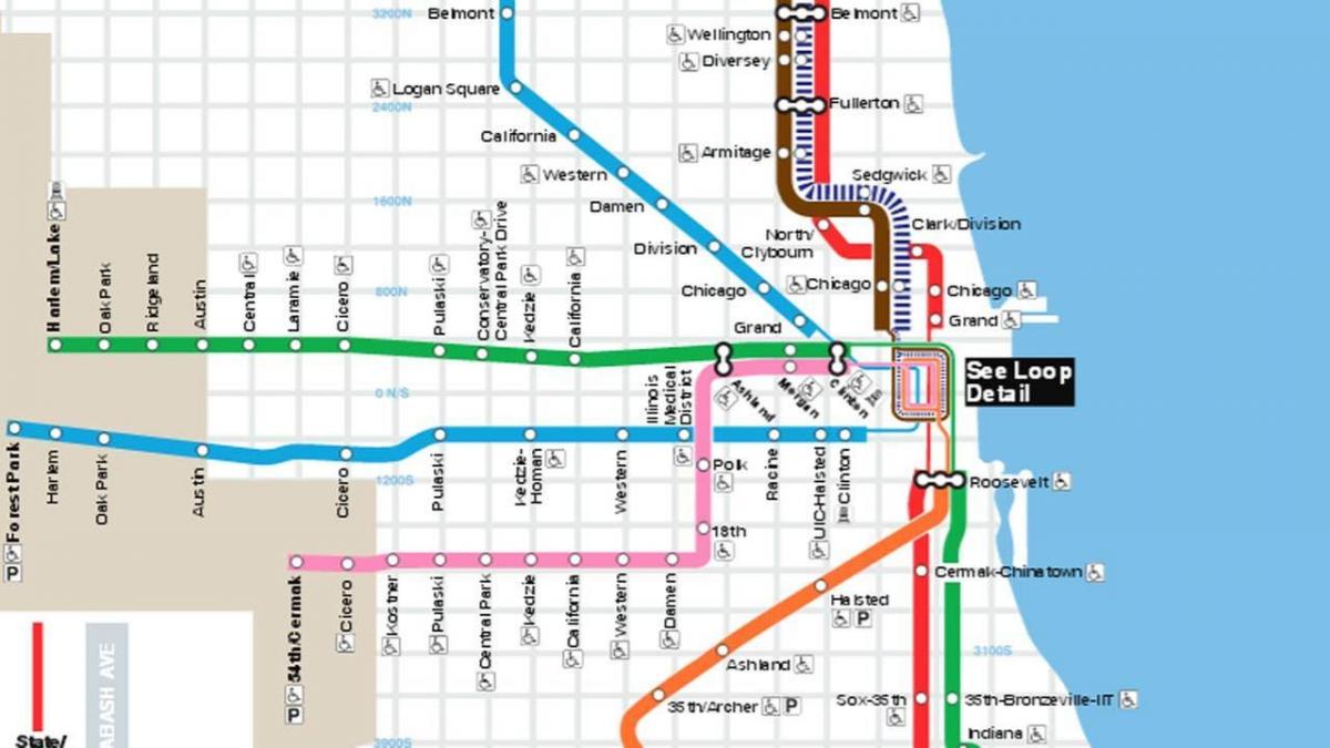 peta dari Chicago blue line