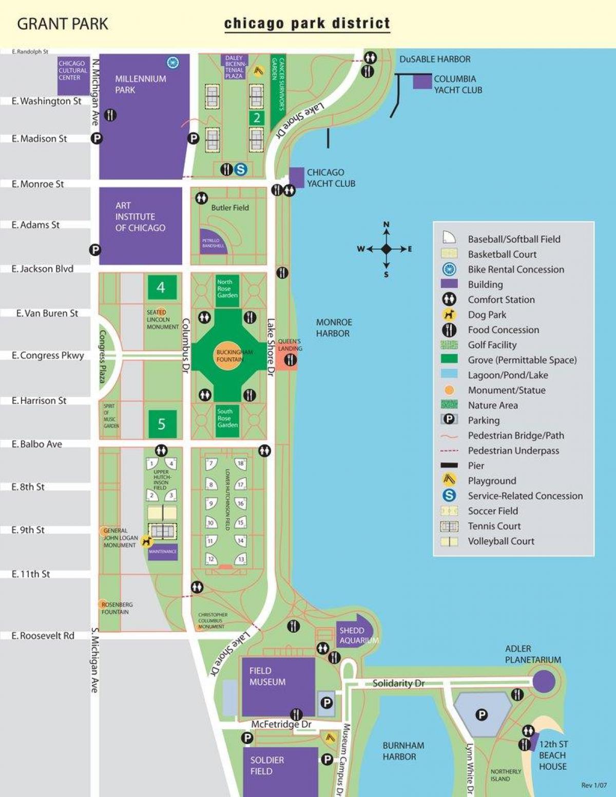 peta dari grant park, Chicago