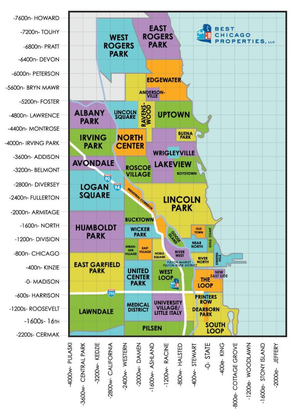 lingkungan di Chicago peta