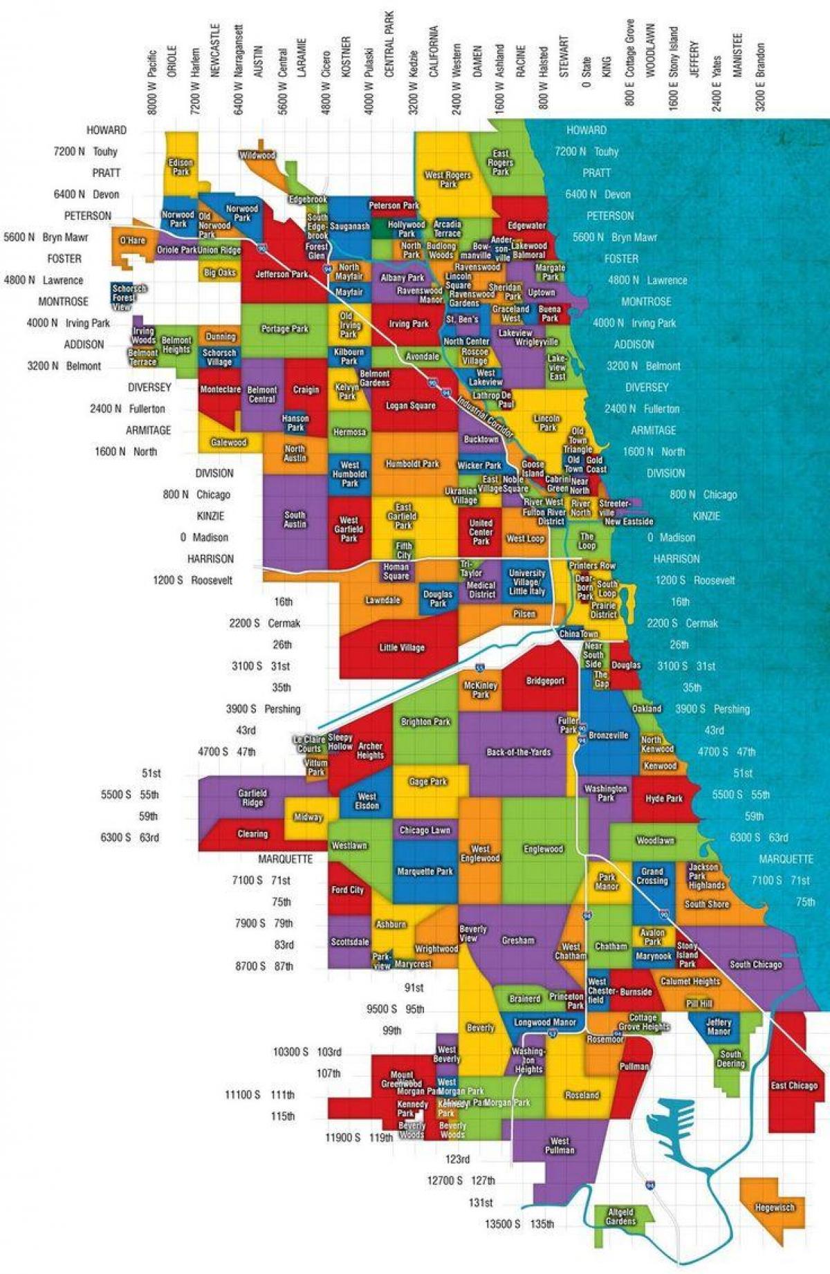 peta dari Chicago dan pinggiran kota