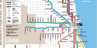 Chicago kereta peta garis biru