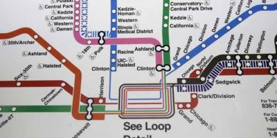Chicago peta kereta bawah tanah jalur biru