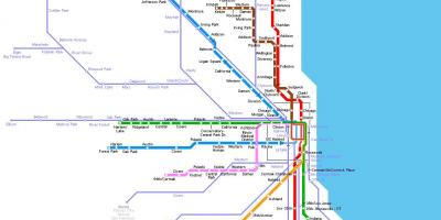 Chicago stasiun kereta bawah tanah peta